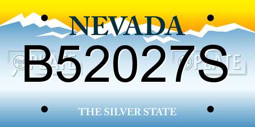 B52027S Nevada License Plate
