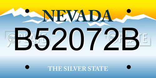 B52072B Nevada License Plate