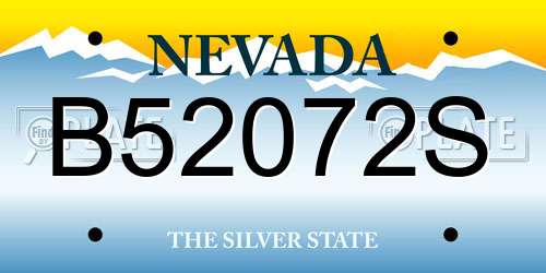 B52072S Nevada License Plate