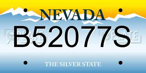 B52077S Nevada License Plate
