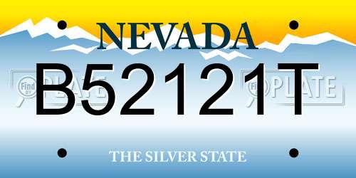 B52121T Nevada License Plate