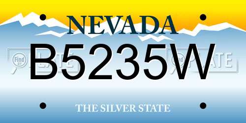 B5235W Nevada License Plate