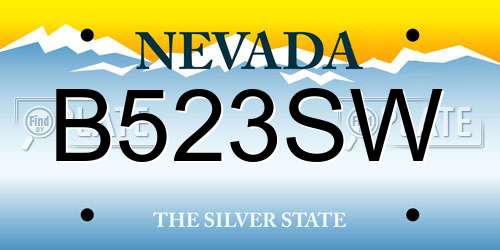 B523SW Nevada License Plate