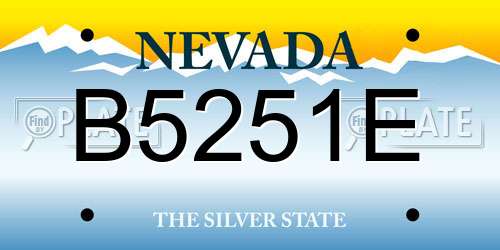 B5251E Nevada License Plate