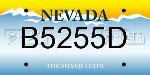 B5255D Nevada License Plate