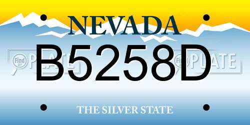 B5258D Nevada License Plate