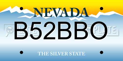 B52BBO Nevada License Plate
