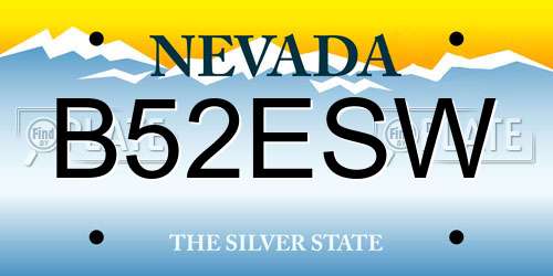 B52ESW Nevada License Plate