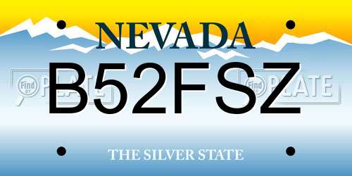 B52FSZ Nevada License Plate