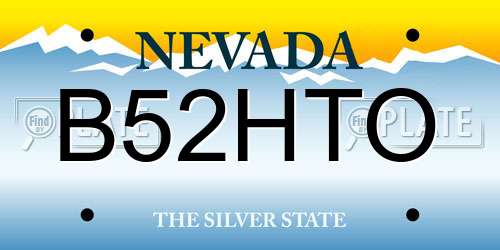 B52HTO Nevada License Plate