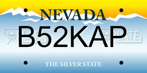 B52KAP Nevada License Plate