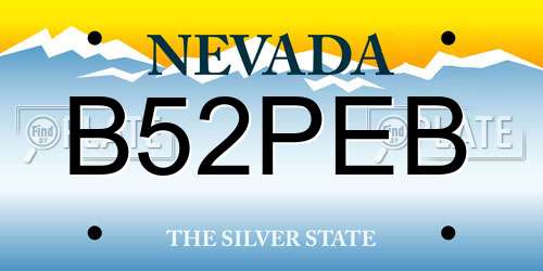 B52PEB Nevada License Plate
