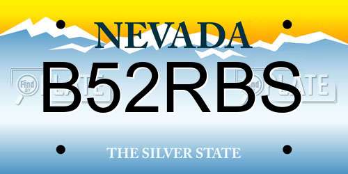 B52RBS Nevada License Plate