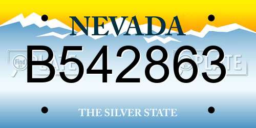 B542863 Nevada License Plate