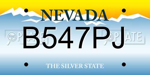 B547PJ Nevada License Plate