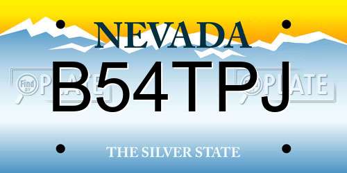 B54TPJ Nevada License Plate