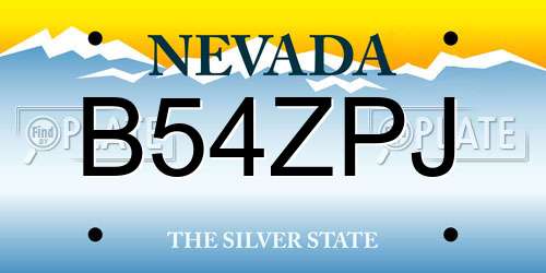 B54ZPJ Nevada License Plate