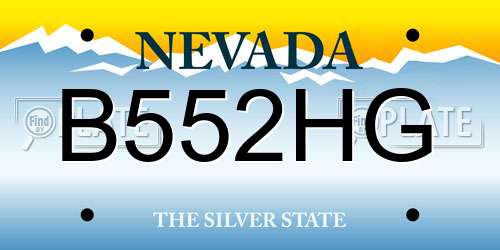 B552HG Nevada License Plate