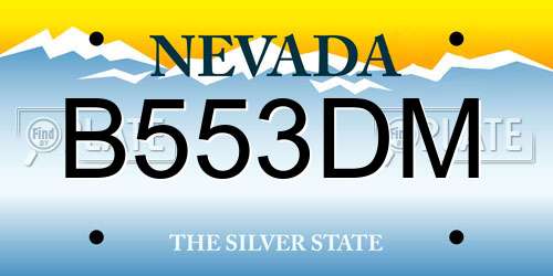 B553DM Nevada License Plate