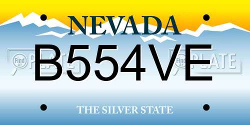 B554VE Nevada License Plate