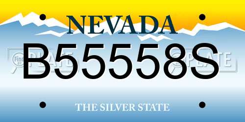B55558S Nevada License Plate