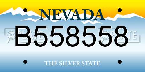 B558558 Nevada License Plate