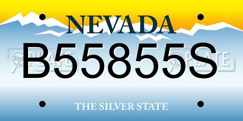 B55855S Nevada License Plate