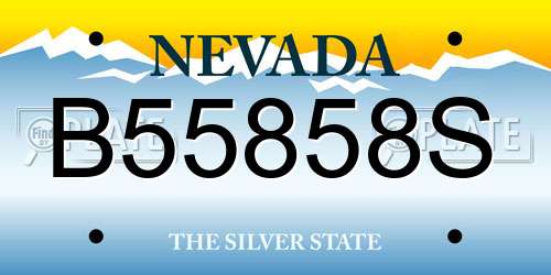 B55858S Nevada License Plate