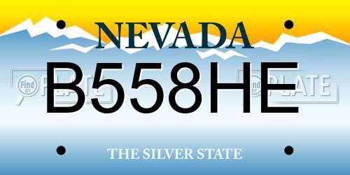 B558HE Nevada License Plate