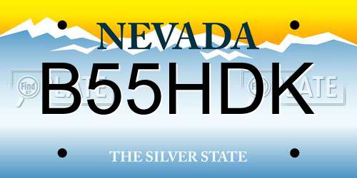 B55HDK Nevada License Plate