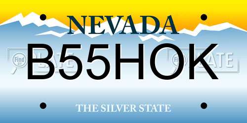B55HOK Nevada License Plate