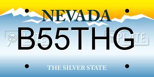 B55THG Nevada License Plate