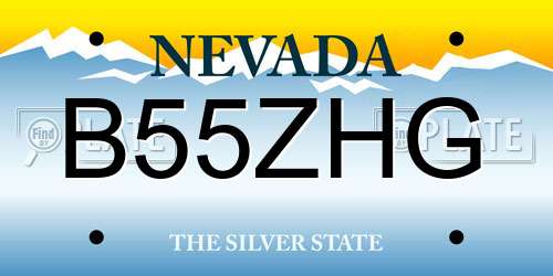 B55ZHG Nevada License Plate