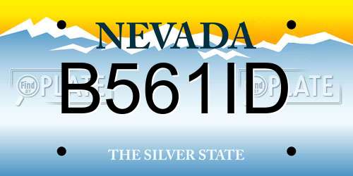 B561ID Nevada License Plate