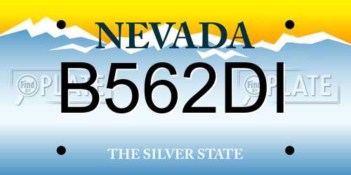 B562DI Nevada License Plate