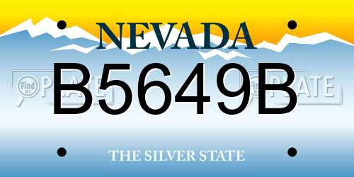 B5649B Nevada License Plate