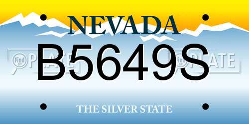 B5649S Nevada License Plate