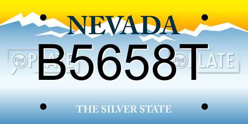 B5658T Nevada License Plate