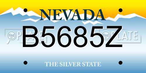 B5685Z Nevada License Plate
