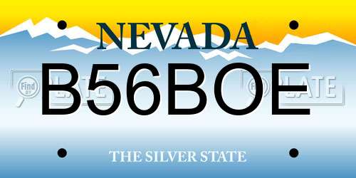 B56BOE Nevada License Plate