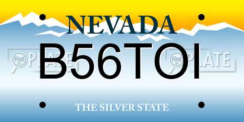 B56TOI Nevada License Plate
