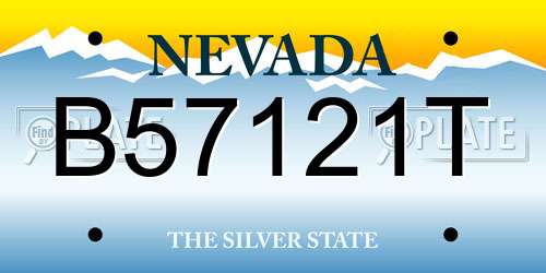 B57121T Nevada License Plate