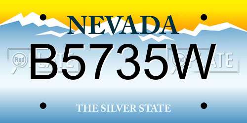 B5735W Nevada License Plate