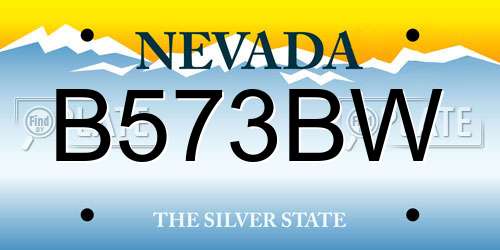 B573BW Nevada License Plate
