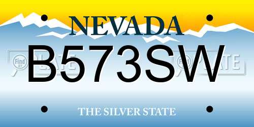B573SW Nevada License Plate