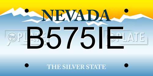 B575IE Nevada License Plate
