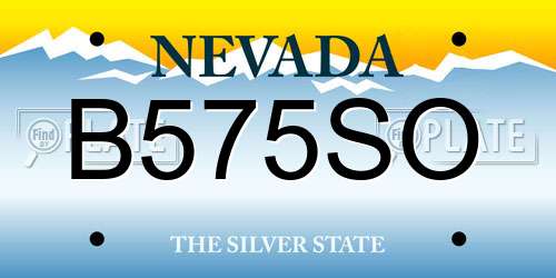 B575SO Nevada License Plate