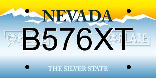 B576XT Nevada License Plate