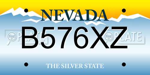 B576XZ Nevada License Plate