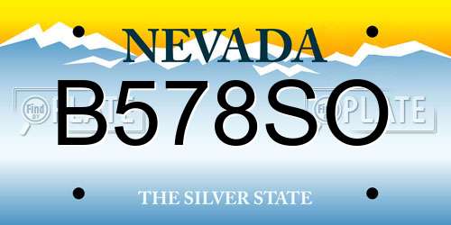B578SO Nevada License Plate